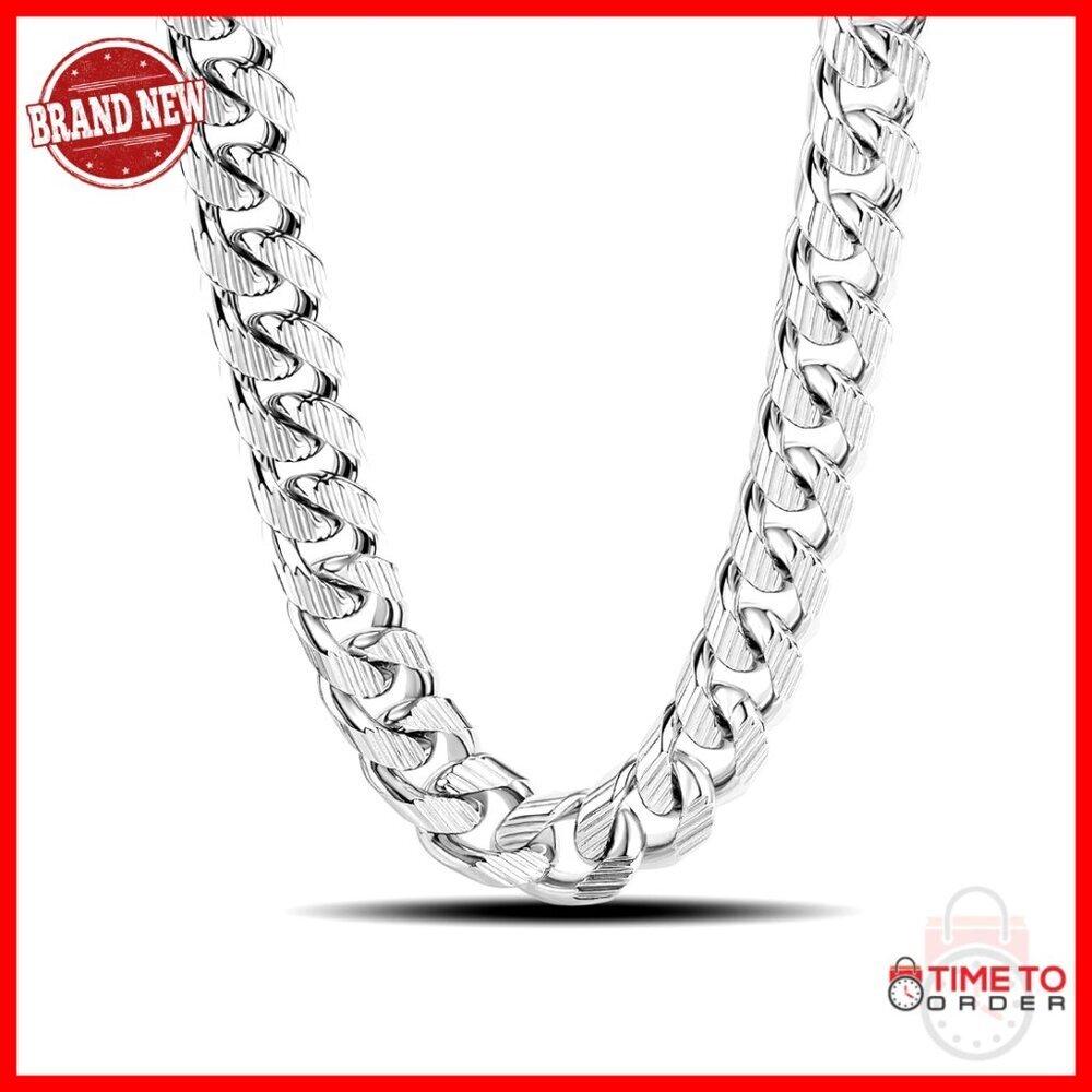 Men's 925 Sterling Silver Cuban Link Chain Necklace 18" 10MM
